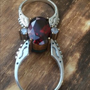 Sterling silver vintage ring genuine stones size 7